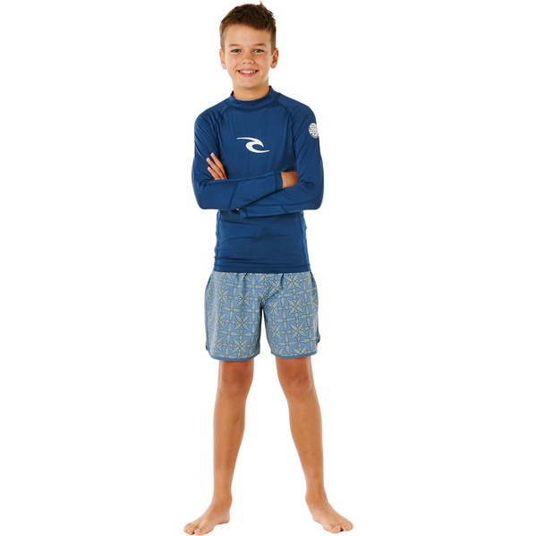 2026 Rip Curl Junior Waves UPF Long Sleeve Rash Vest 12VBRV - Light Navy